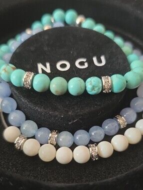 NOGU Gemstone Beaded Bracelet Stack | Set of 3 in Original Box
